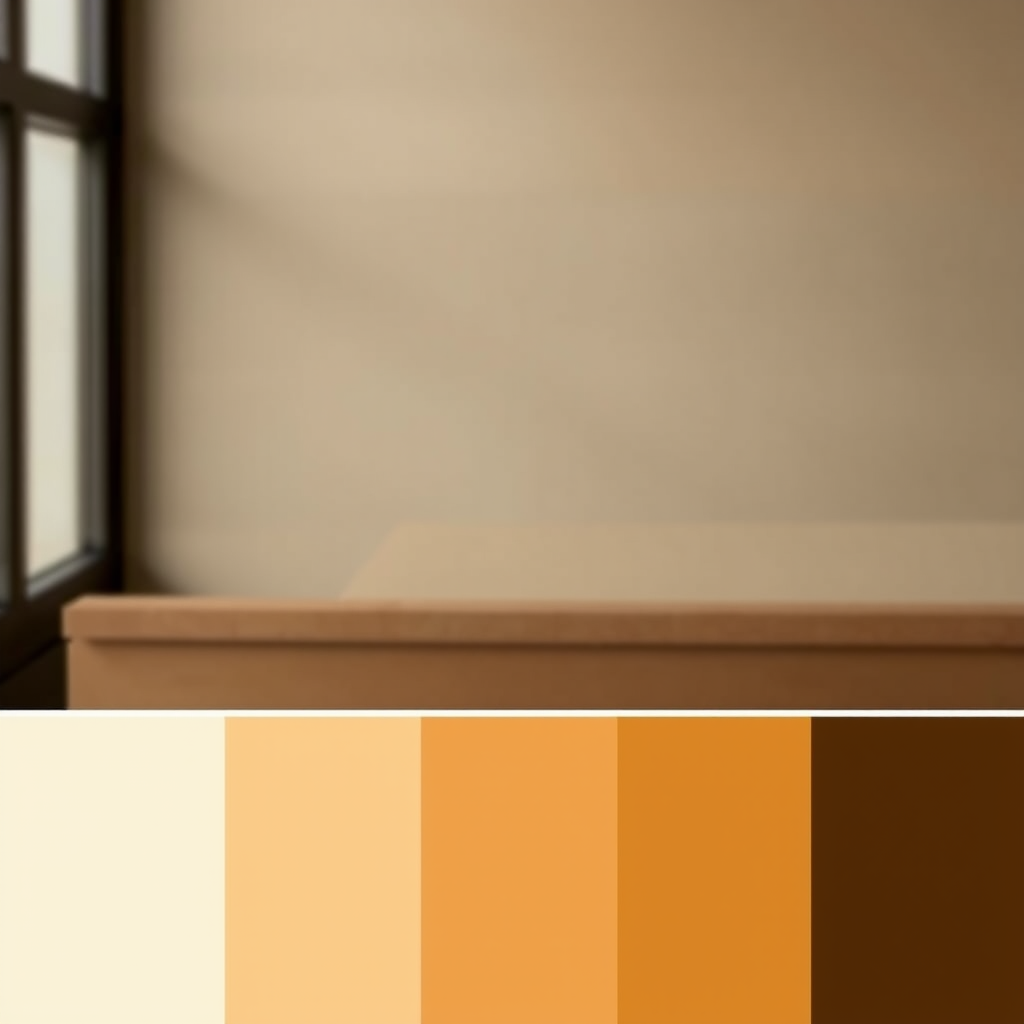 Paleta de colores profesional mostrando tonos cálidos de café, crema y dorado seleccionados para la marca
